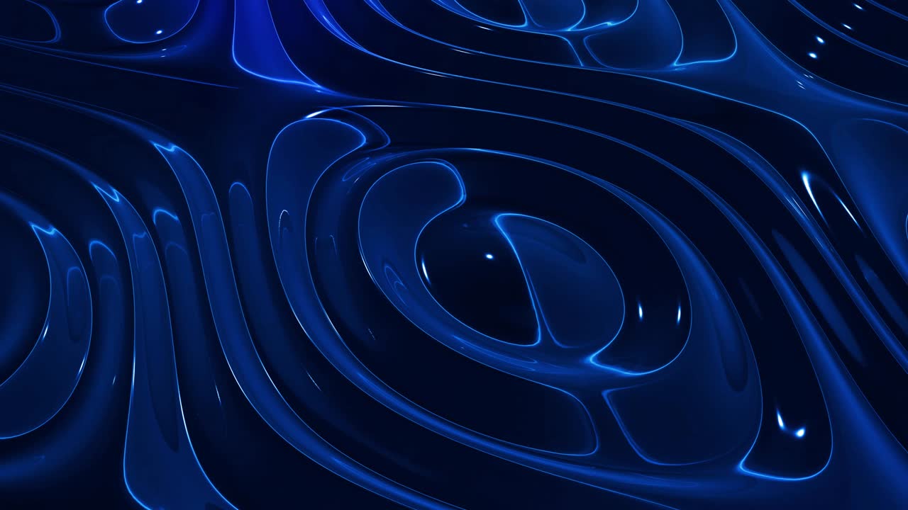 반이는 반이는 표면에 파란색 패턴을 가진 물결 모양의 추상적인 액체 배경; 포일 또는 반이는 유리 표면과 같은 점성 파란 액체; 아름다운 창의적인 축제 배경; 간단한 밝은 bg.