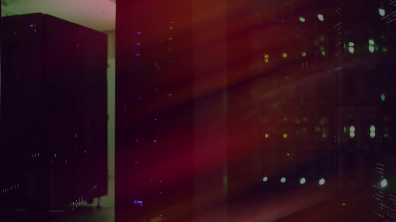 animación del procesamiento de datos en la sala de servidores