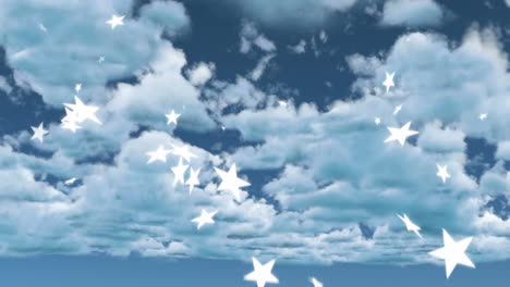 animation of falling stars over cloudy sky