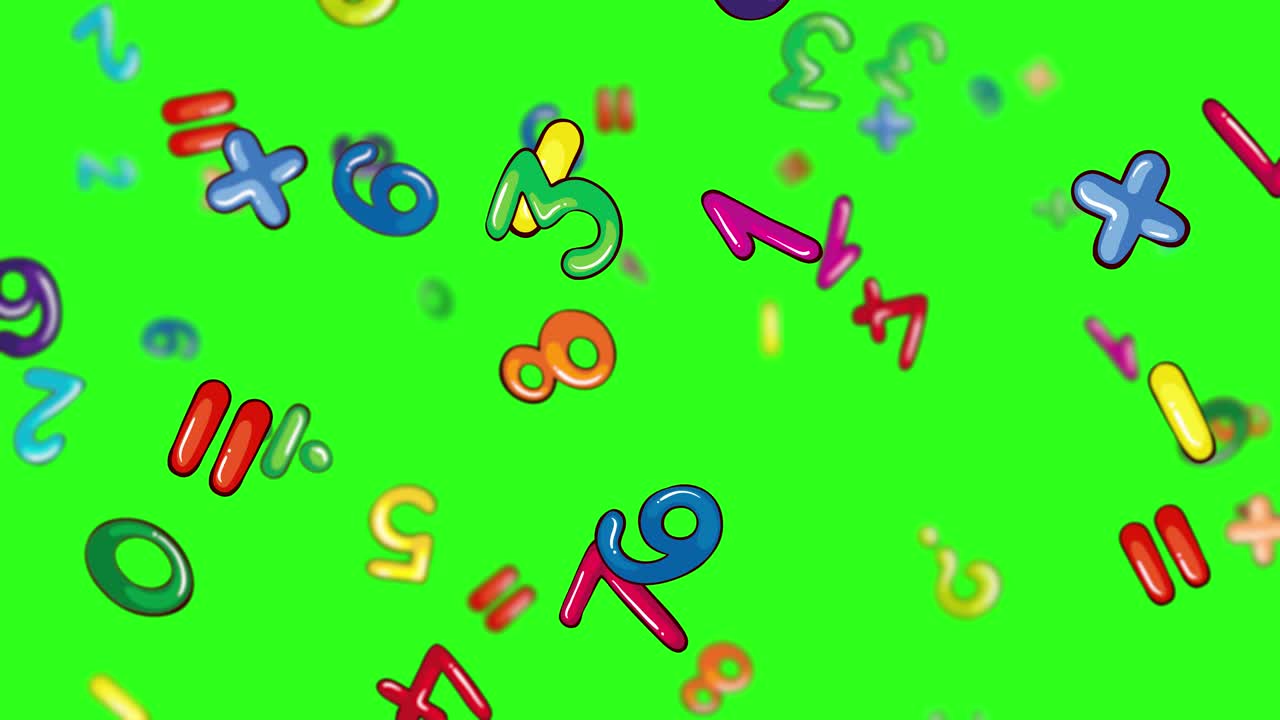números vibrantes y símbolos lloviendo