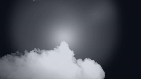 animation of glowing light and cloud of smoke on black background