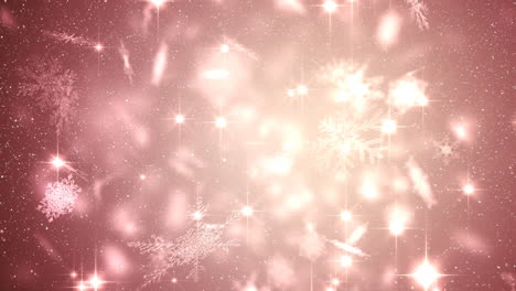nieve cayendo con círculos de navidad de luz bokeh