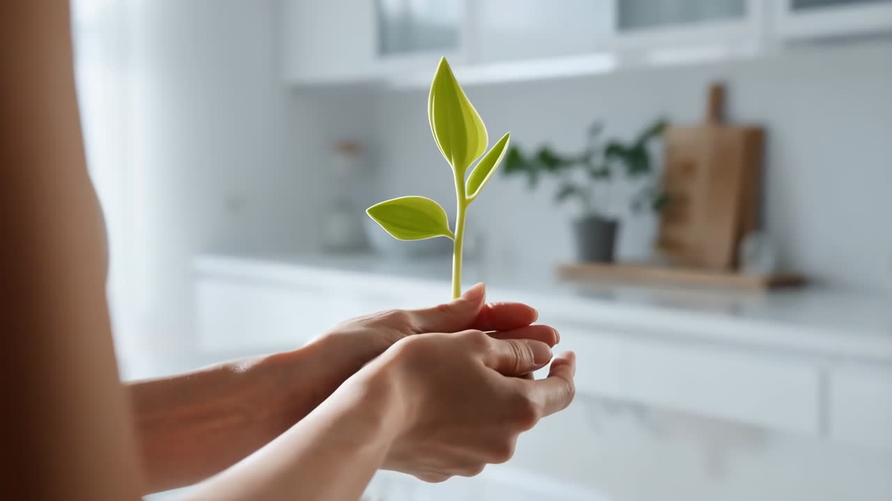 manos sosteniendo una plántula