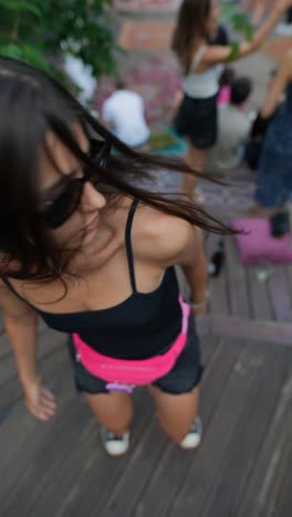 woman dancing at outdoor party