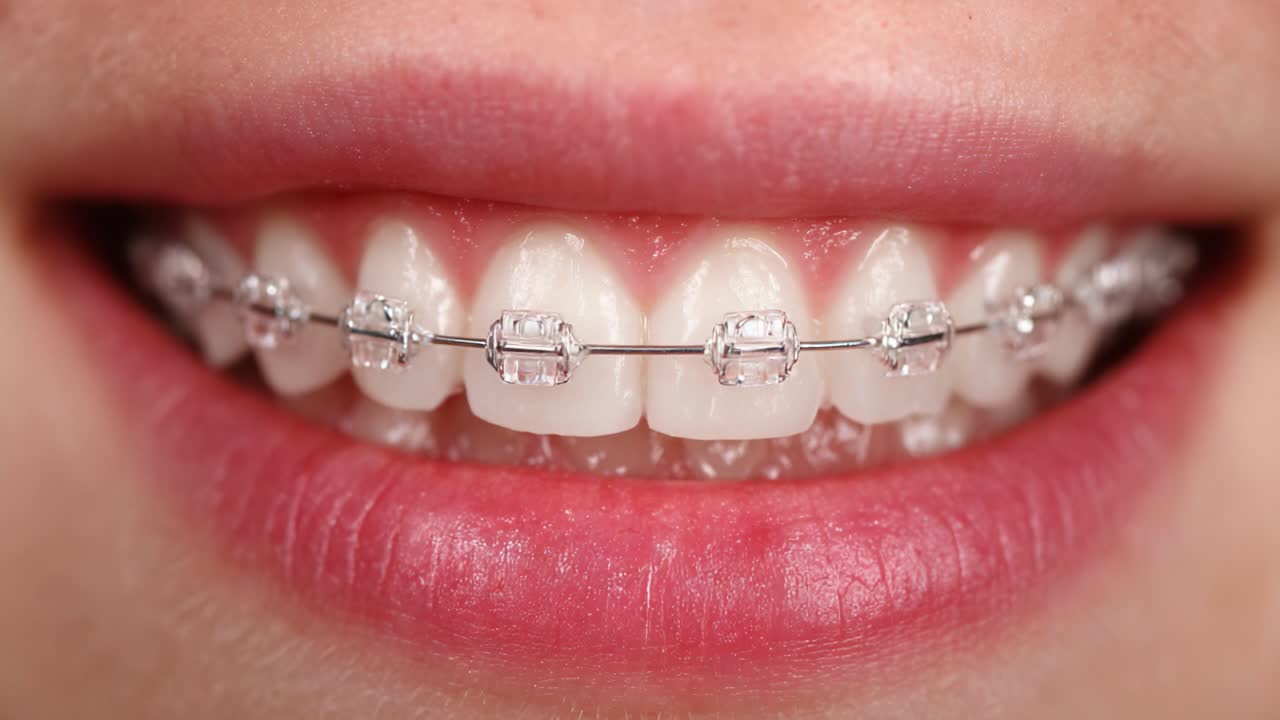 Close-Up Images Showcase the Transformative Effects of Braces on Dental Health, Highlighting Beautiful Smiles with Perfectly Aligned Teeth