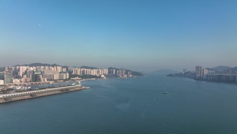 4k aerial view footage of hong kong city in sunset