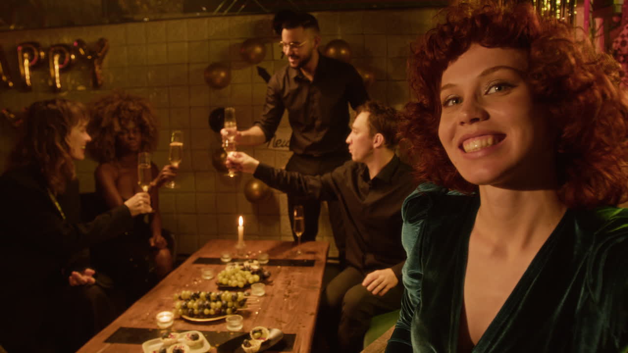 Friends celebrating a new year at a party