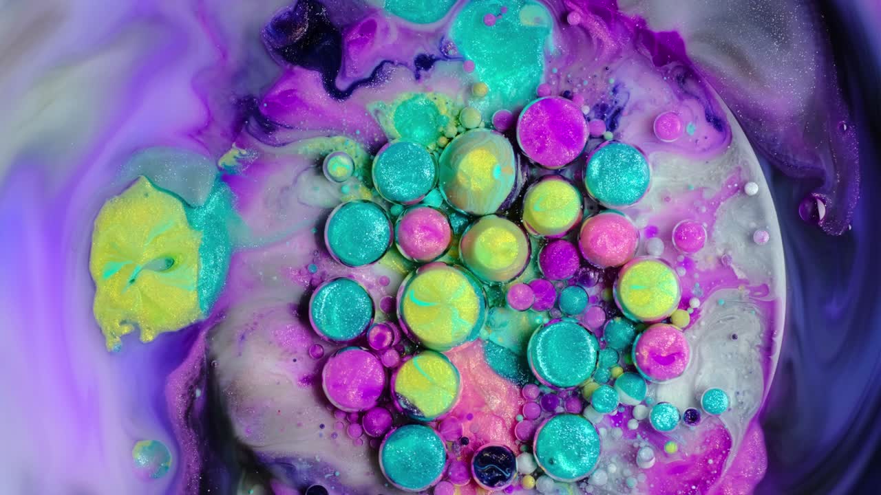 pintura colorida y burbujas fondo abstracto video 4k