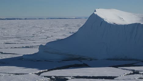 iceberg y hielo marino con pingüino en la antártida