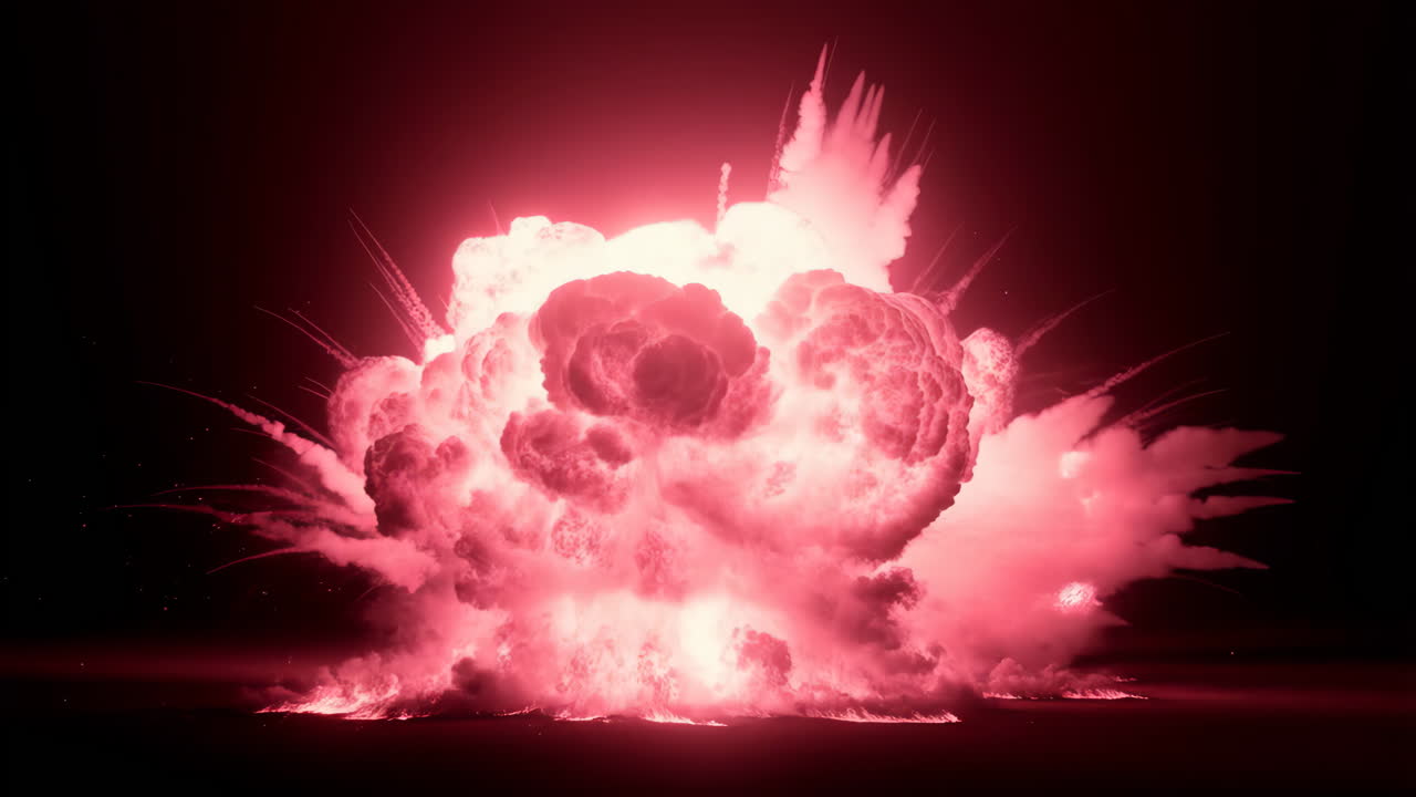 Massive Red Explosion on Dark Background