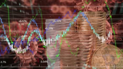 Im-Hintergrund-Werden-Zellen-Des-Coronavirus-Angezeigt,-Die-Sich-über-Die-Börse-Ausbreiten.