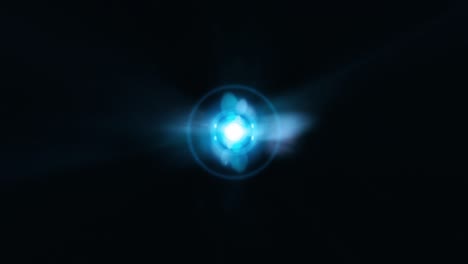 abstracto azul centro flash óptico de luz de fondo con haz de rayas de ruido fractal de efecto de bucle. 4k animación de bucle 3d flash de luz dorada de la lente con brillo giratorio flash de luz de movimiento de brillo.