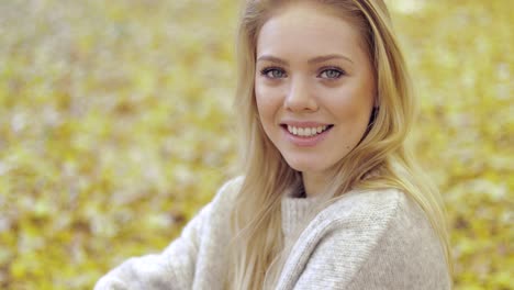 beautiful woman in autumn park