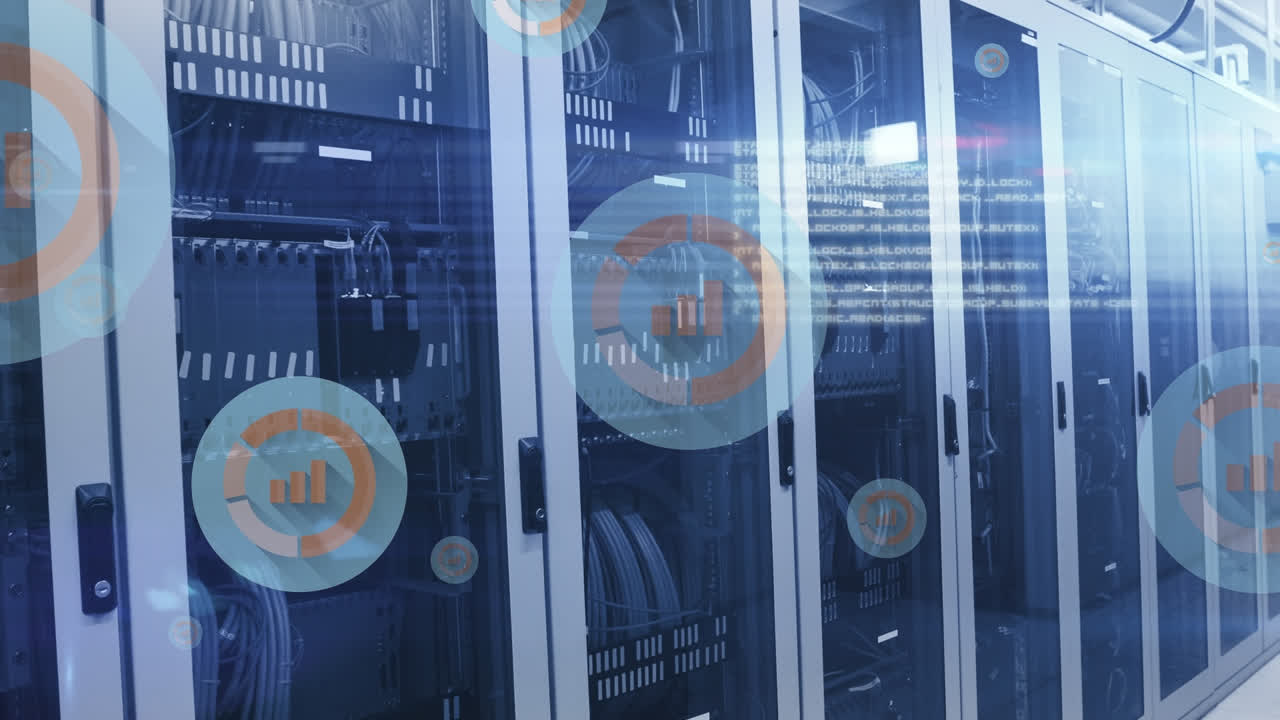 Animation of data processing over server room