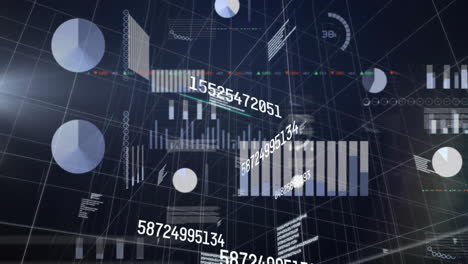animación del procesamiento de datos sobre cuadrícula sobre fondo negro