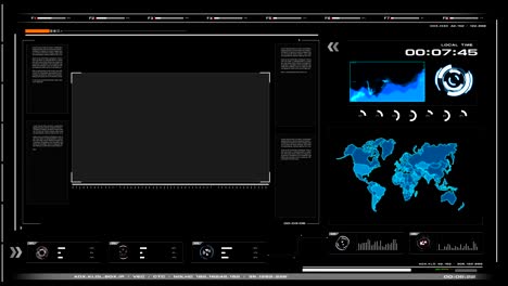 interfaz de usuario con datos de mapa hud pi barra cuadro de texto tabla y elemento en fondo oscuro abstracto para concepto de tecnología futurista