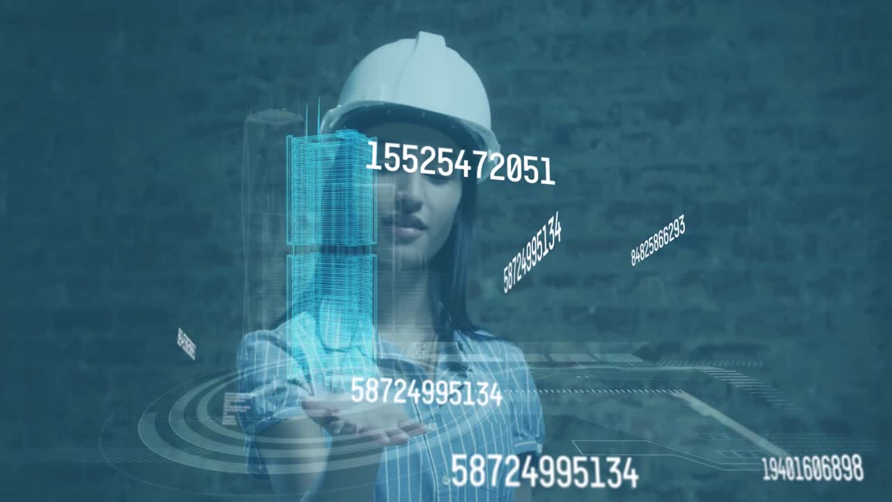 animación del procesamiento de datos sobre ingeniera civil femenina