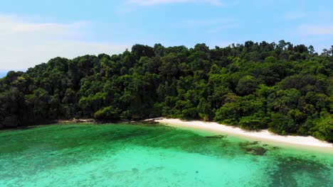 Aerial-panoramic-shot-of-beautiful-tropical-island-on-Andaman-Sea-in-Thailand---Ko-Kradan