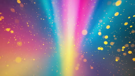 vibrant rainbow gradient with golden particle effects