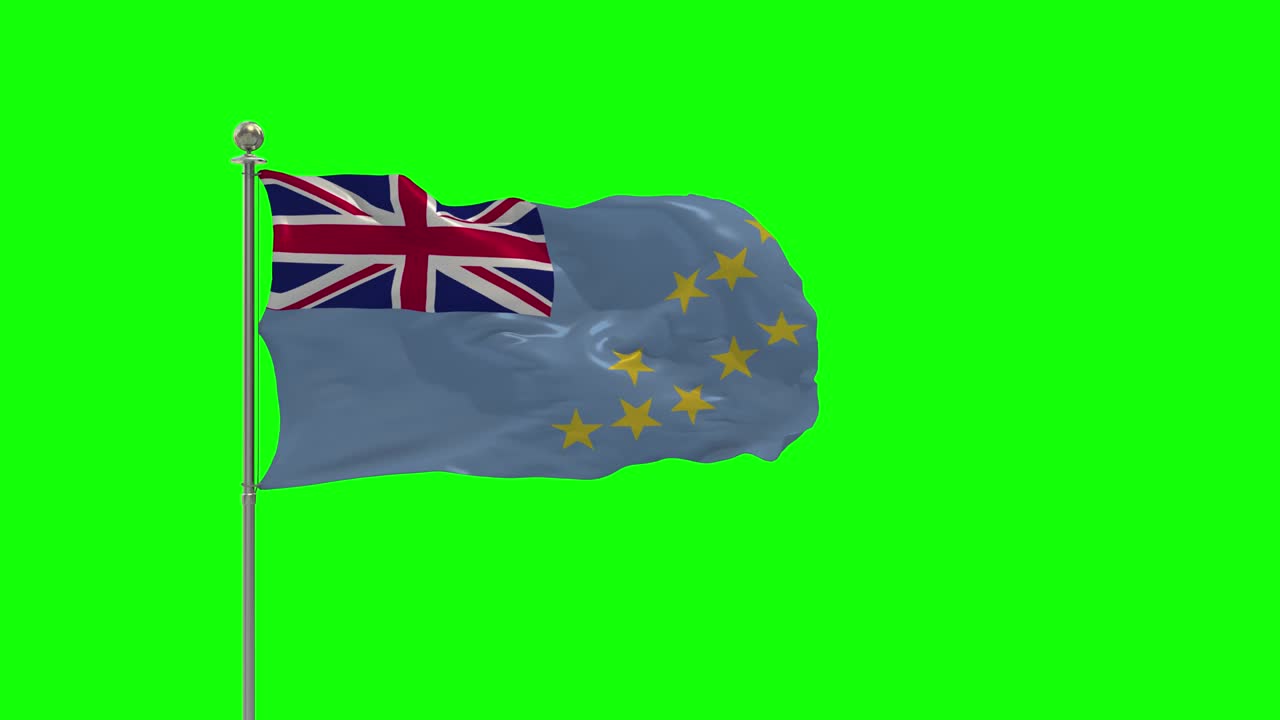 투발루 (tuvalu) 발을 기둥 위에 흔들고 있는 3d 일러스트레이션.