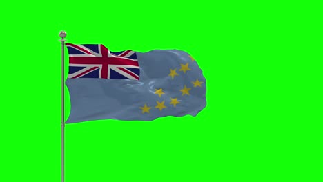 tuvalu ilustración 3d de la bandera ondeando en un poste con llave de croma