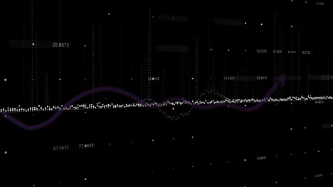 animación de estadísticas y procesamiento de datos sobre fondo negro