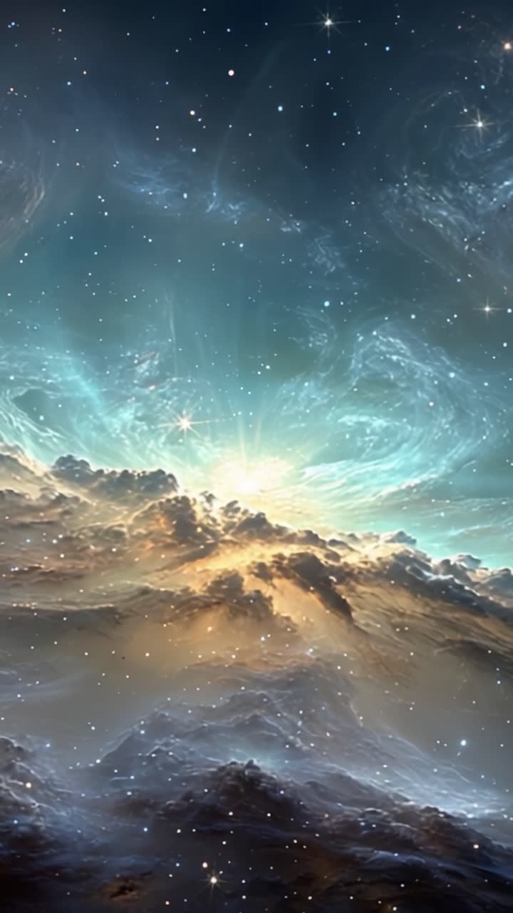 A Majestic Cosmic Dawn: Capturing the Splendor of Celestial Clouds and Interstellar Light in a Stunning Space Scene