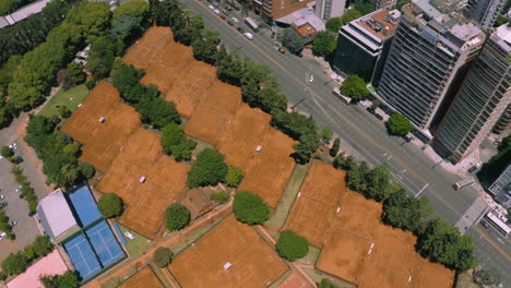 aerial - tennis courts at muni club, club ciudad de buenos aires, argentina, top down