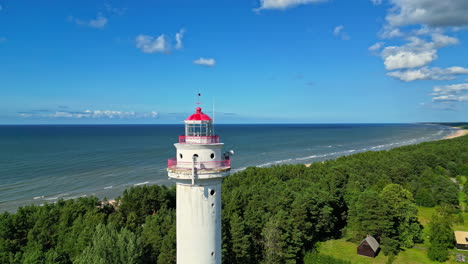 Miķeļtornis-Lighthouse-Overlooking-the-Baltic-Sea-at-on-a-Sunny-Summer-Day