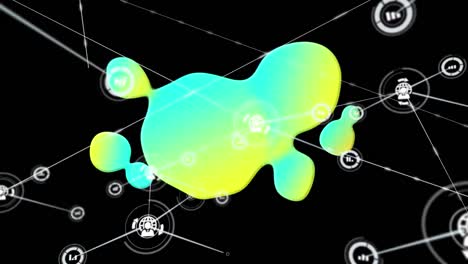 Animation-Eines-Netzwerks-Von-Verbindungen-Und-Leuchtendem-Klecks-Auf-Schwarzem-Hintergrund