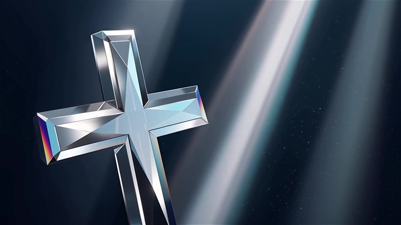 Croce Cristiana Luce Celestiale Sfondo per il Culto.