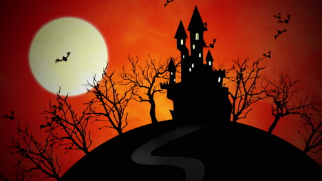 Halloween-Hintergrundanimation-Mit-Schloss-Und-Mond-1