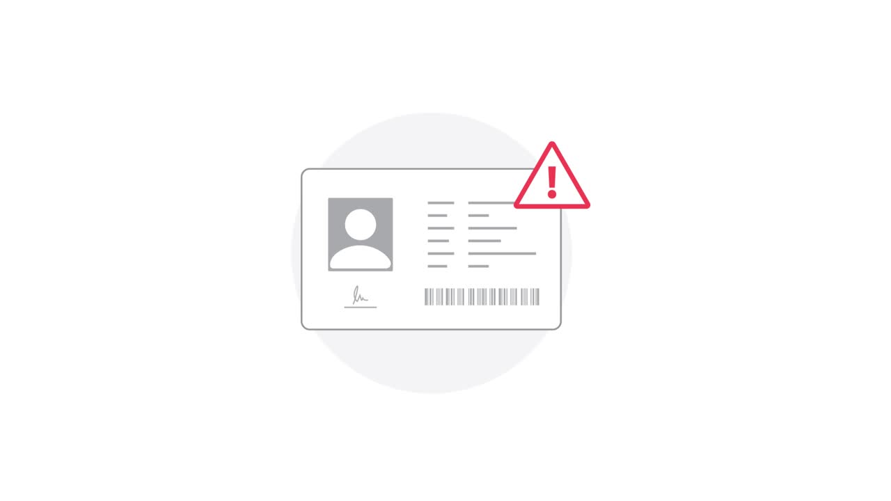 Animated ID Card with Red Warning Sign