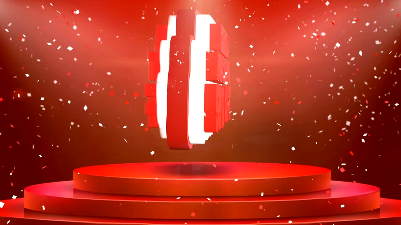 Extra Discount 55 Off  Text Animation Stage Podium Confetti Loop Animation