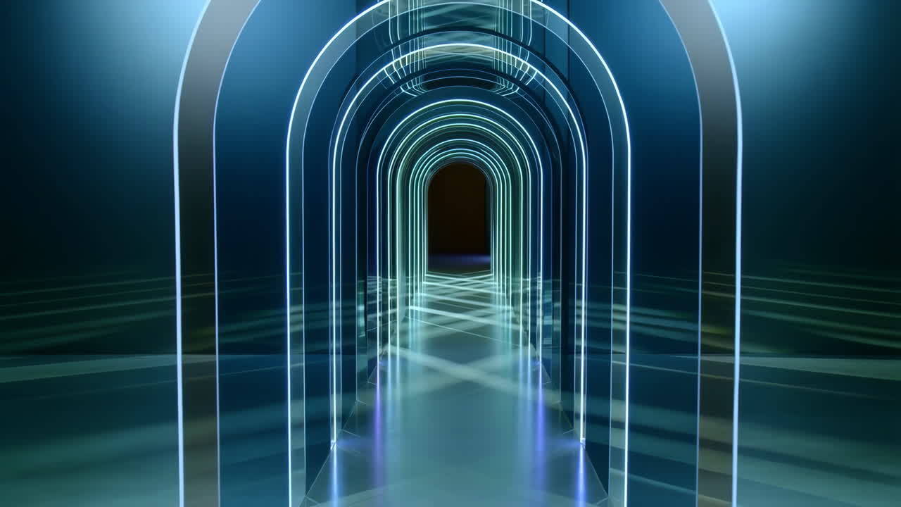 Futuristic Neon Arched Tunnel