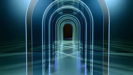 futuristic neon arched tunnel