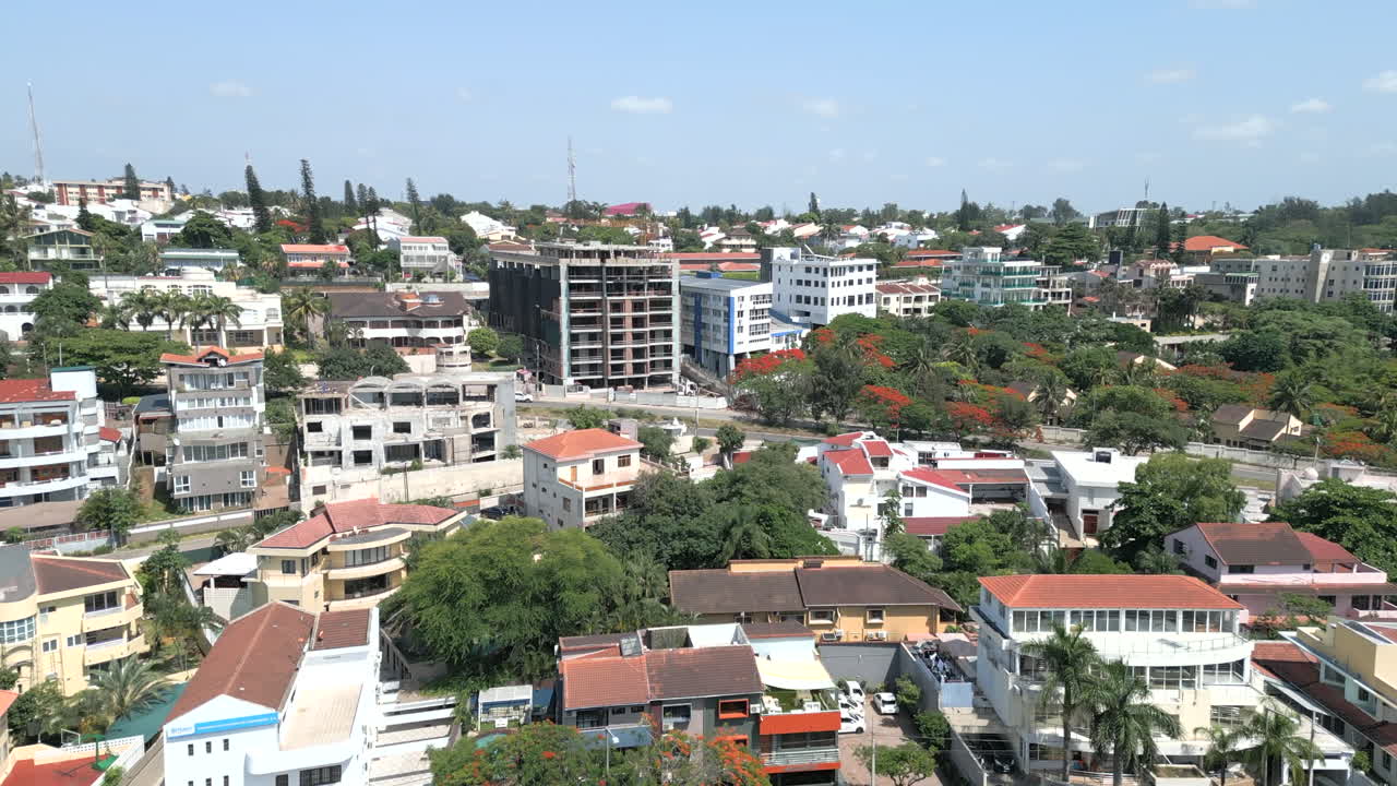 Aerial Establishing shot of residential location in Maputo, Ascending Shot. Mozambique