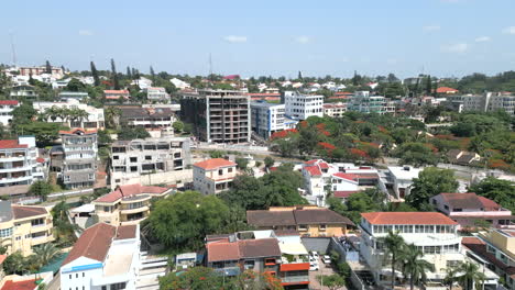 aerial establishing shot of residential location in maputo, ascending shot. mozambique