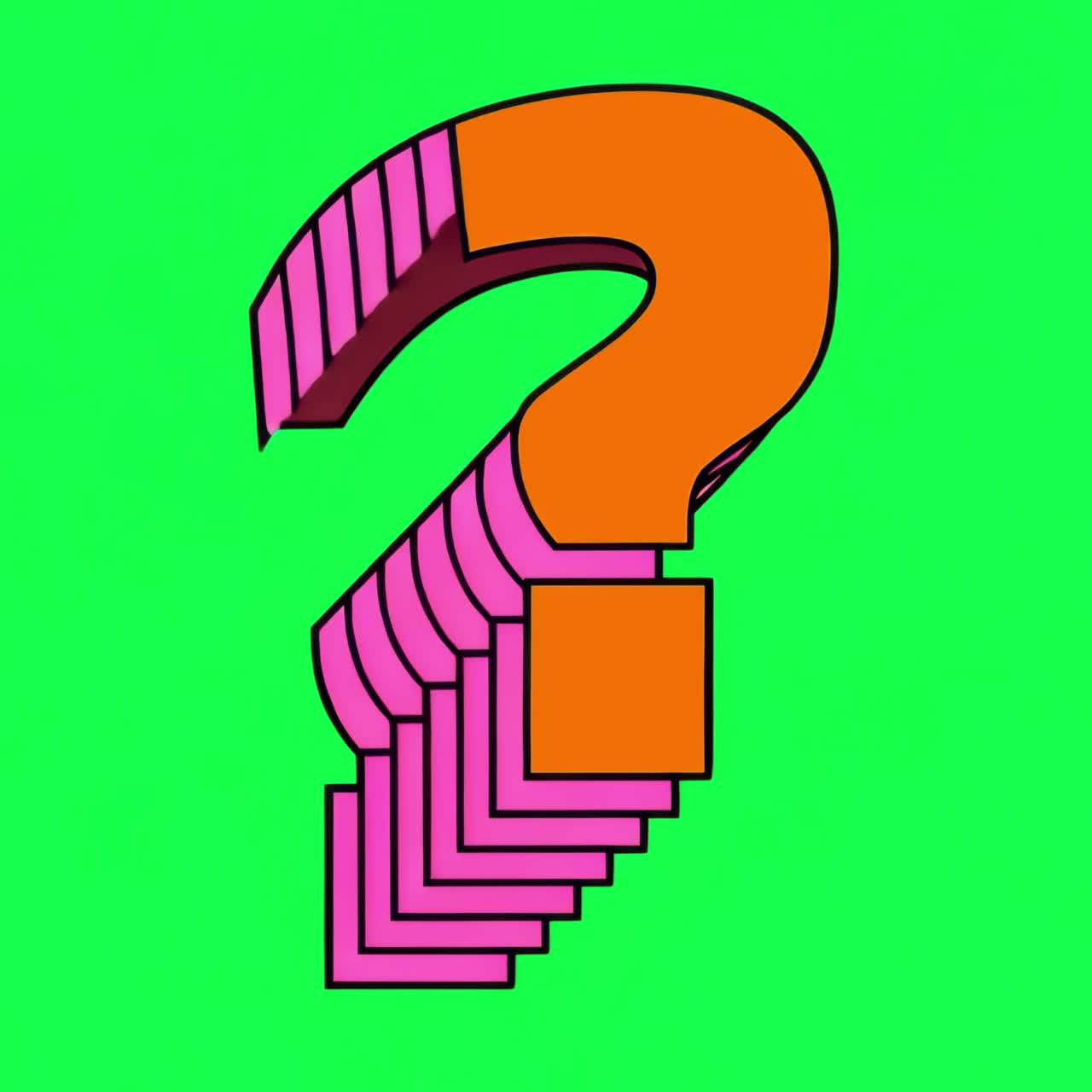 Layered question mark animation, transparent 4K video, green screen