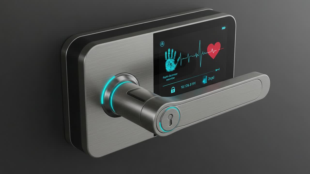High-Tech Smart Lock Integrating Biometric Access and Health Monitoring Features for Enhanced Security and Wellness Tracking in Modern Living Spaces