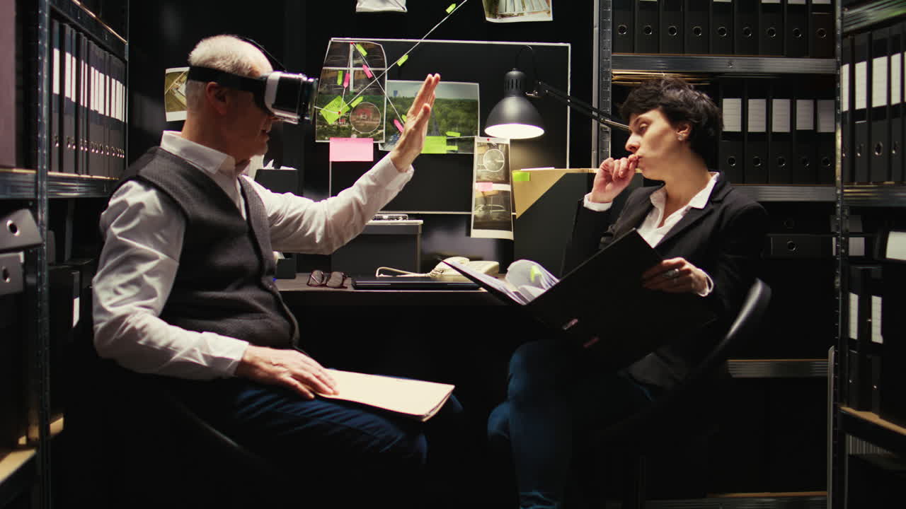 Office scene with people using VR headset