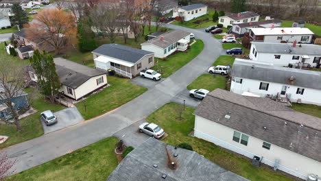 aerial establishing shot of low income housing in usa