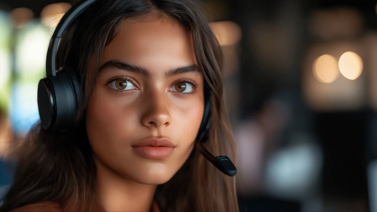 Kvinnelig kundeservicerepresentant med headset