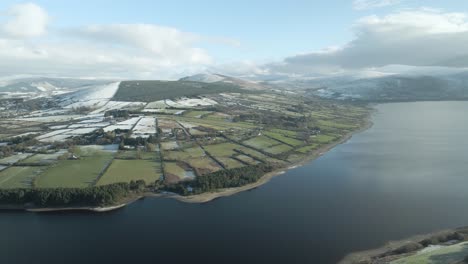 Agricultural-Land-With-Fields-By-The-Blessington-Lakeshore-In-County-Wicklow,-Ireland