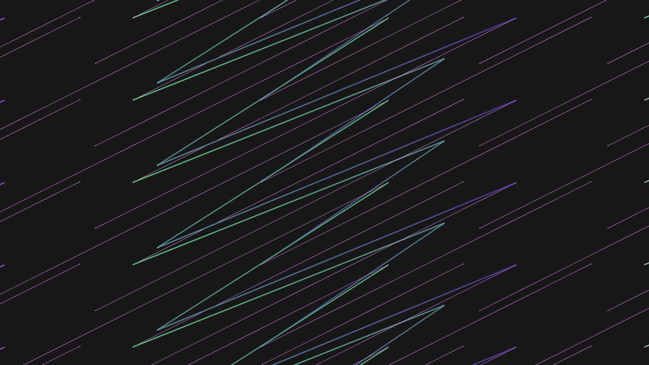 Dynamische diagonale lichtstrepen bewegen over een donkere achtergrond, waardoor een futuristische abstracte tech-achtergrond ontstaat die ideaal is voor motion graphics, presentaties, muziekvideo's, titels en modern digitaal ontwerp.