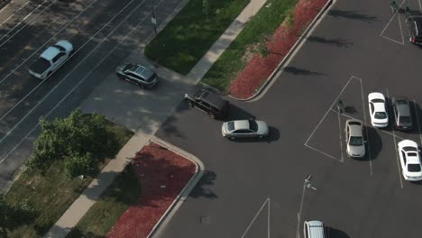 aerial view of parking lot in salt lake city utah