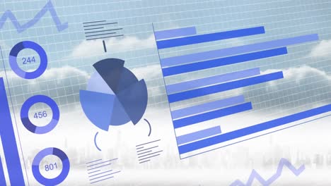 animation of financial data processing over clouds