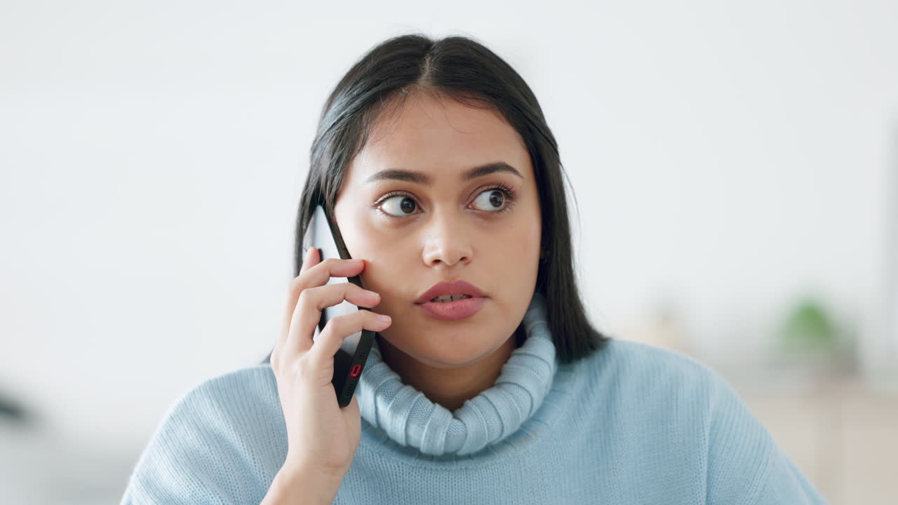 Angry, annoyed woman gets phone call