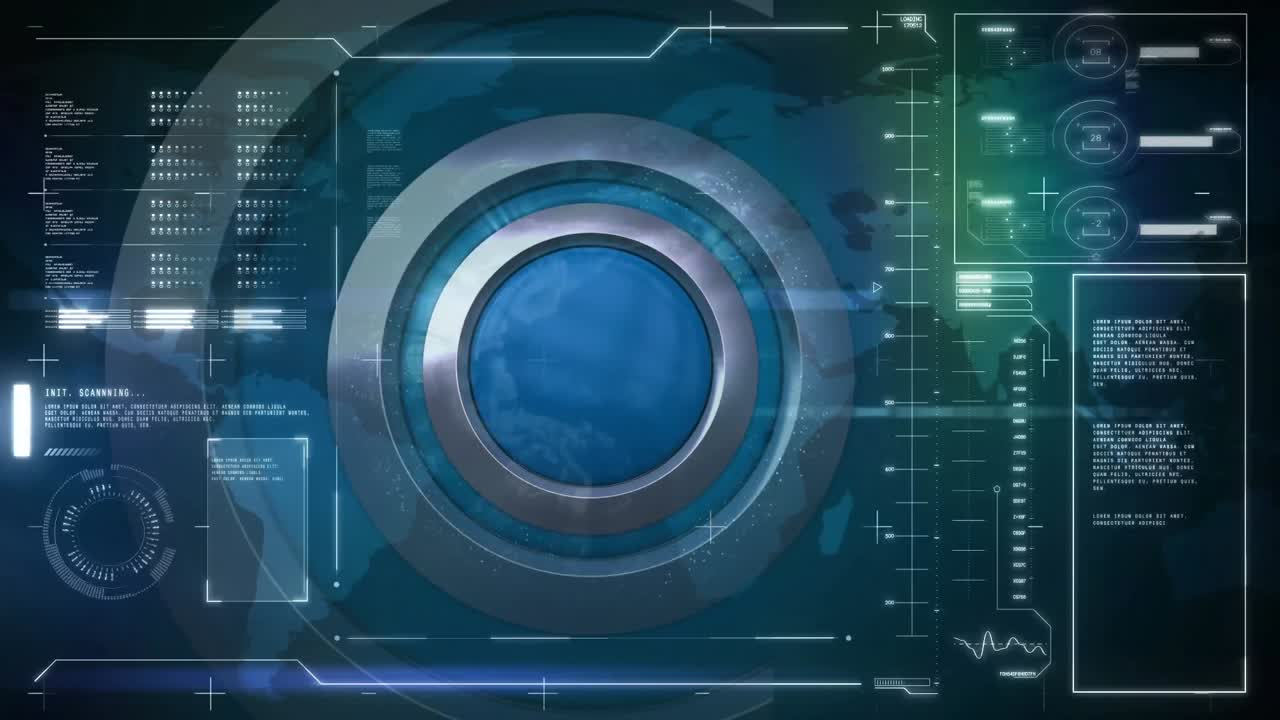 Moving digital dashboard with earth map in background