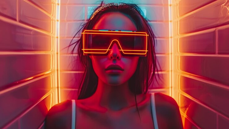 Donne d'affari nel settore tecnologico con visori VR, create con l'IA